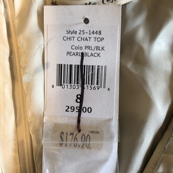 Nanette Lepore Chit Chat Top pearl/black size 8 - Picture 4 of 8